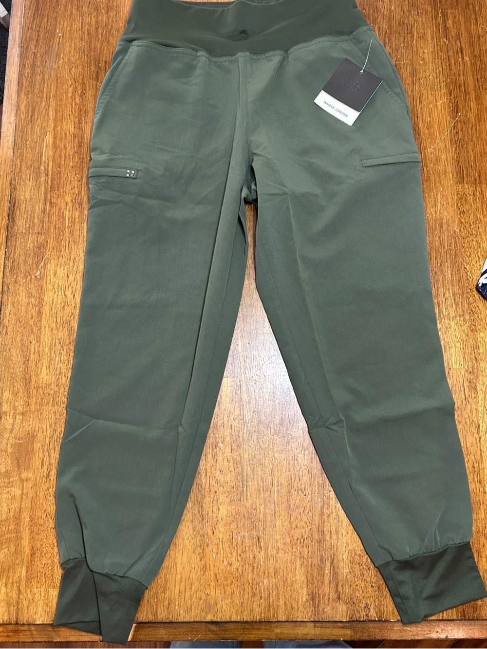 White Cross Olive Green Casual Top with Tag